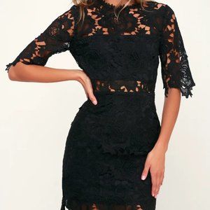 Lulu's A Fine Romance Black Sheath Dress